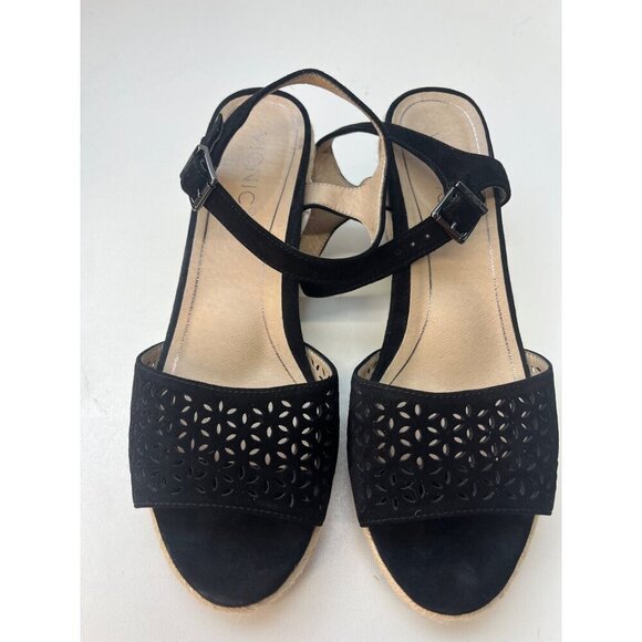 Vionic Womens Ariel Wedge Sandal Black Size 10M Suede Leather - Picture 12 of 15